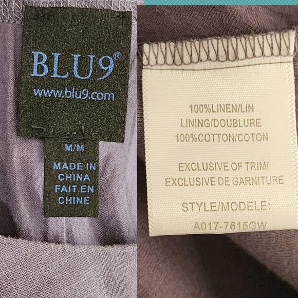 Blu9 Purple 100% Linen Midi Shift Dress w/ Pockets - Picture 5 of 5